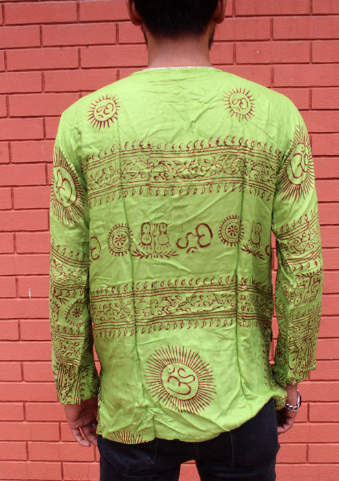 Light Green Cotton Om Prayer Shirt/ Yoga Shirt