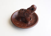 Elephant on Lotus Design Clay Incense Burner - nepacrafts