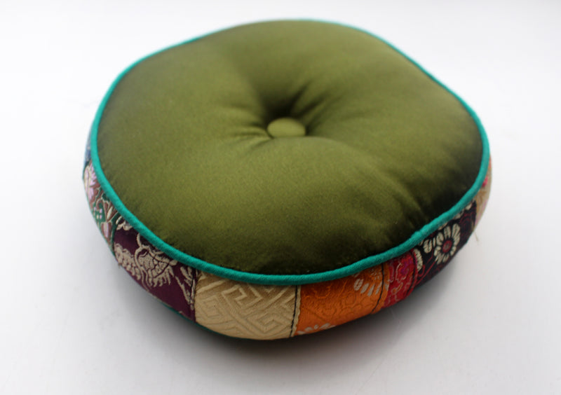 Colorful Handmade Silk Singing Bowl Cushion with Border - nepacrafts