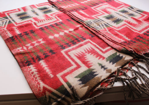 Cozy and Warm Hand Loomed Red Check Pattern Printed Yak Wool Shawl - nepacrafts