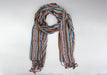 Orange and Blue woven Striped Women's Summer Scarf - nepacrafts