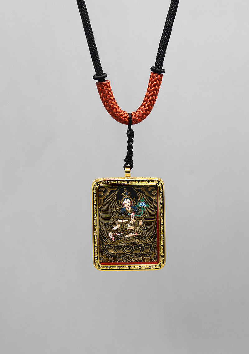 Eternal White Tara Hand Painted Mini Thangka Amulet Pendant