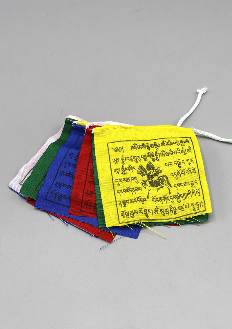 Set of Five Mini Polyester Windhorse Prayer Flags, Tibet Flags