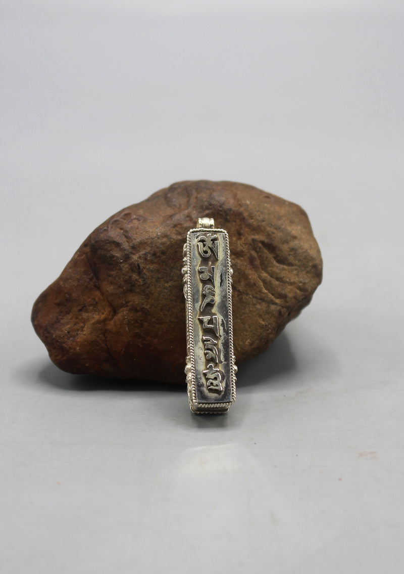 Sterling Silver Om Mani Scriptures Ghau Pendant