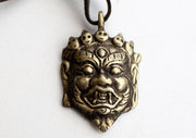 Brass Handcarved Mahakala Mini Pendant - nepacrafts