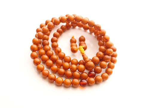 Golden Faux Amber Round Beads Prayer Necklace - nepacrafts