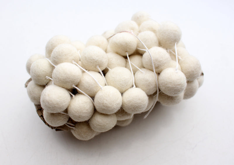 All White Felt Ball Christmas Hanging Home Decor - nepacrafts