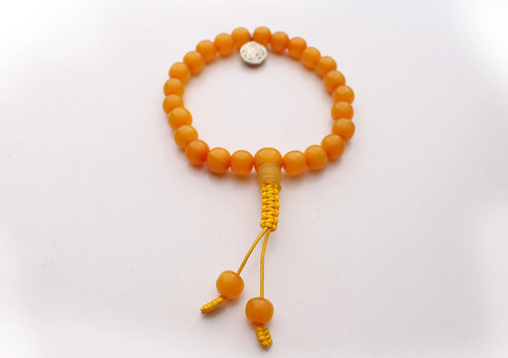 Faux Amber Beads Wrist Bracelet with Om Charm - nepacrafts