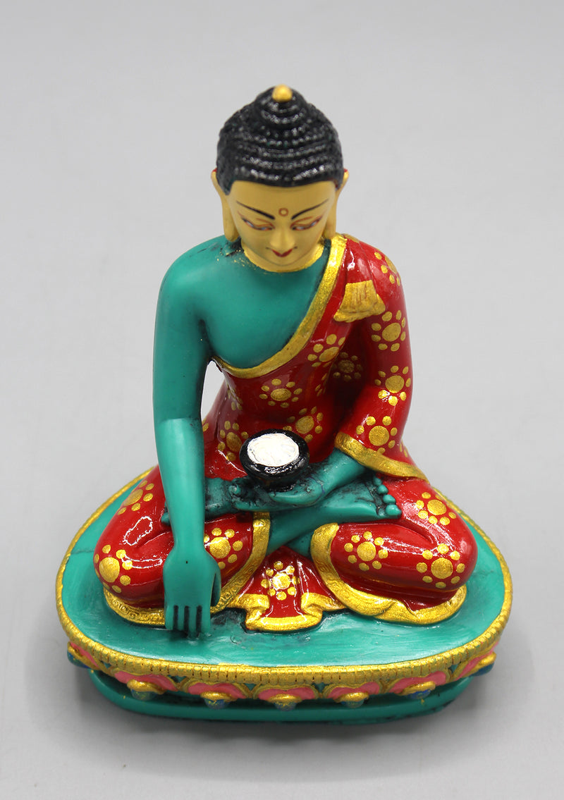 Face Painted Green Shakyamuni Buddha Resin Statue