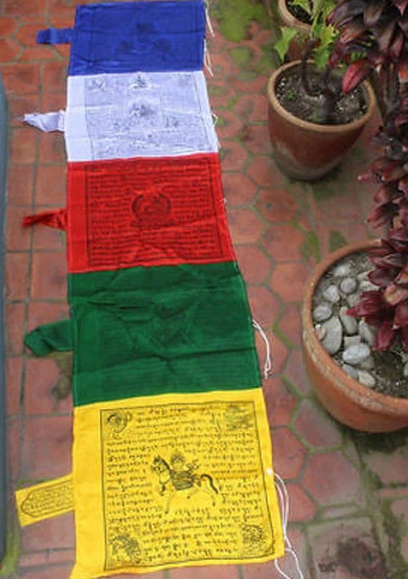 Polyester Mixed Silk Vertical Windhorse Prayer Flags