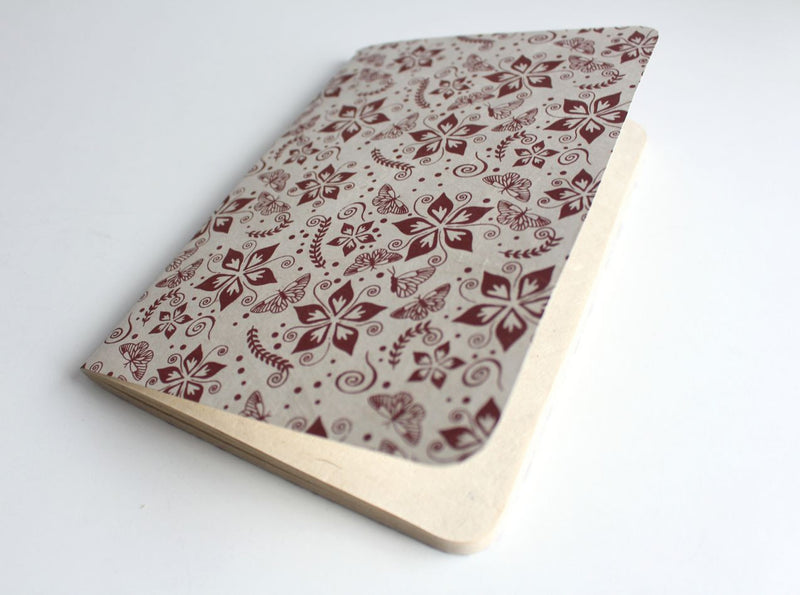 Flower Printed Nepalese Lokta Paper Journal Note Book - nepacrafts