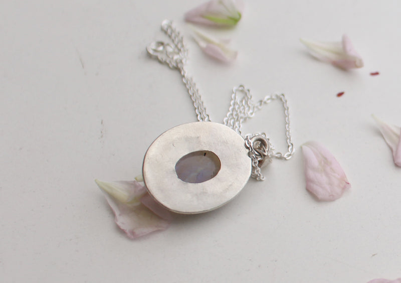 Radient Moonstone Pendant with Silver Chain 925 Silver Sterling - nepacrafts