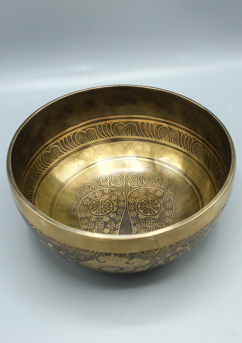 Buddha's Foot Print Fine Carving Tibetan Singing Bowl