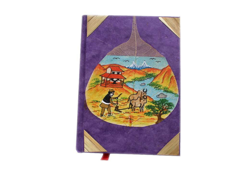 Nepalese Man Working in Field Painted Mini Journal - nepacrafts