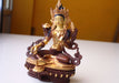 PARTLY GOLD PLATED GREEN TARA STATUE 6" WITH LOTUS - nepacrafts