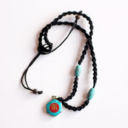 Hexagonal Turquoise Tibetan Om Pendant - nepacrafts