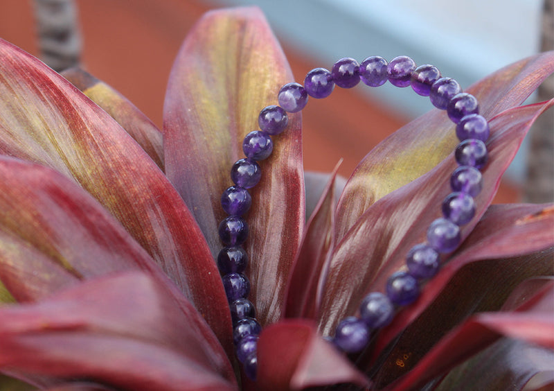 Amethyst Beads Stretchable Unisex Bracelet - nepacrafts