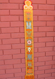 Astamangal Symbol Silk Brocade Wall Hanging Banner - nepacrafts