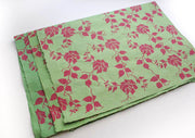 Pink Rose and Leaf Printed Green Gift Wrapping Paper - nepacrafts
