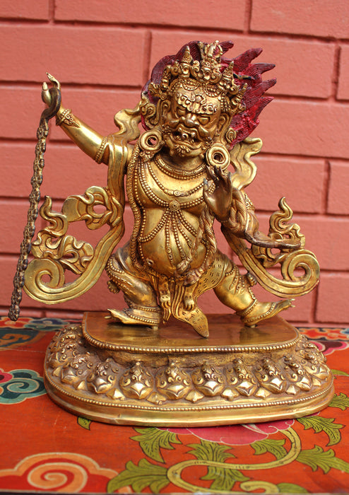 Gold Plated 15" High The Wrathful Deity Vajrapani Statue - nepacrafts