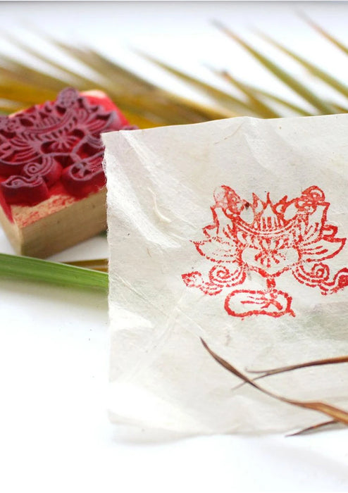 Auspicious Lotus Wooden Stamp
