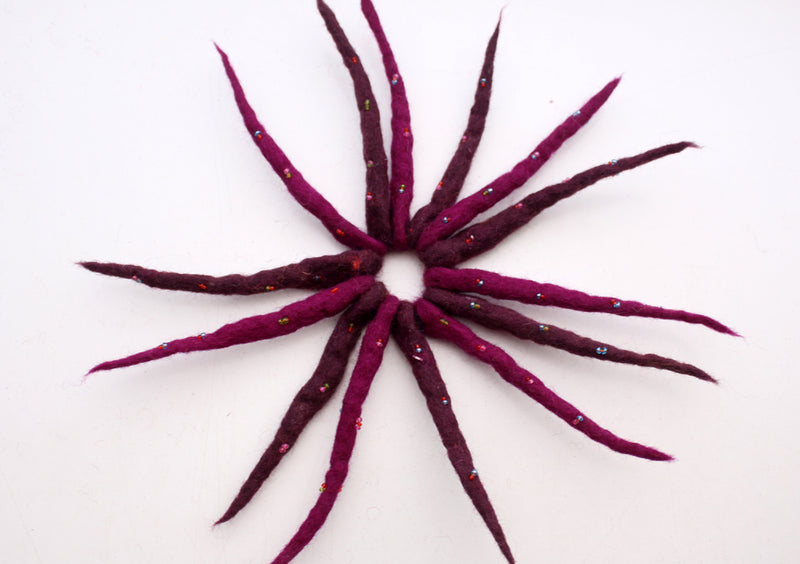 Colorful Urchin Merino Wool Felt Hair Band with beads Decoration - nepacrafts