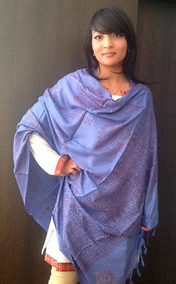Cotton Om Shawl With Fringes