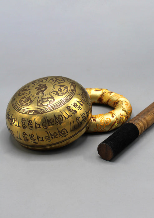Fine Carving Tibetan Om Singing Bowl