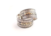 White Metal Om Mani Carved Cuff Bracelet for Meditation and Yoga - nepacrafts
