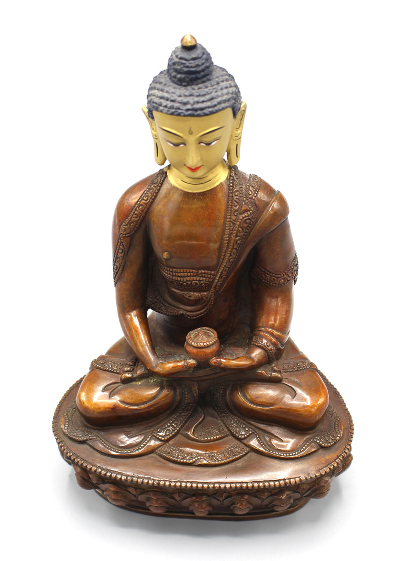 Gold Face Painted Copper Oxidized Amitabha Buddha Statue
