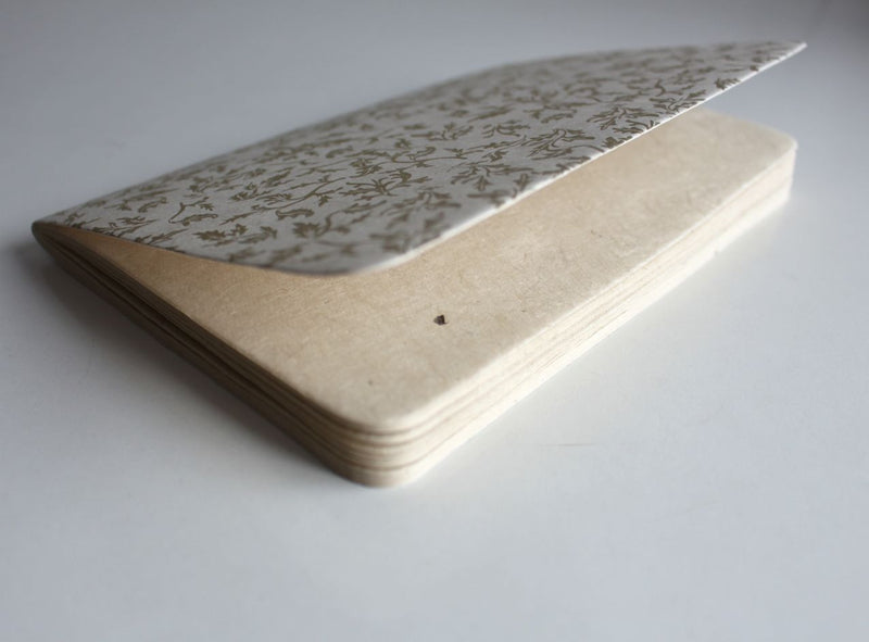 Golden Leaf Printed Lokta Paper Journal - nepacrafts