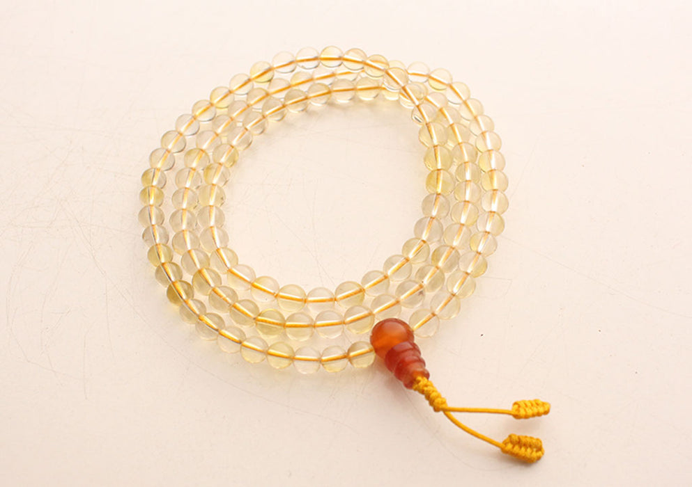 Crystal Clear Beads 108 Prayer Necklace in a Yellow String — NepaCrafts  Product