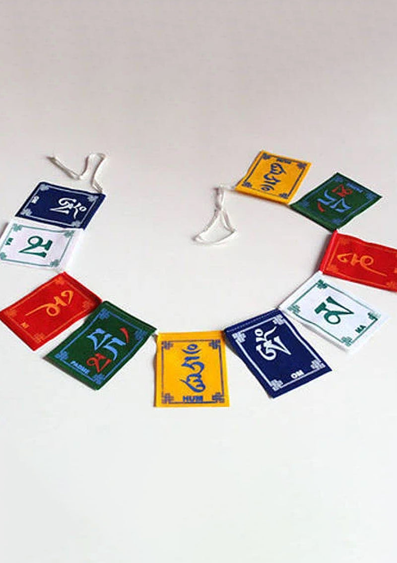 Om Mani Velvet Prayer Flags-Small