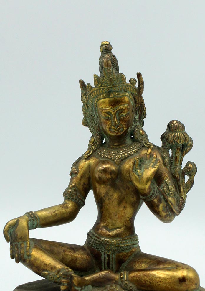 Antique Copper Green Tara Minimalistic Statue 6 Inches