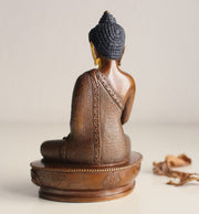 Copper Oxidized Shakyamuni Buddha Statue with Golden Face 5.5" High: SST380 - nepacrafts
