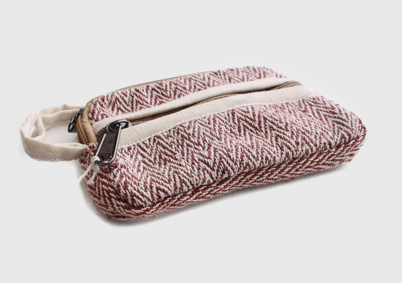 Mini Zigzac Pattern Hemp Money/Cosmetics Zipper Purse - nepacrafts