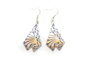 Triangle Shaped Inlaid White Metal Dangle Earrings - nepacrafts