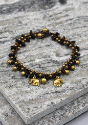 Colorful Stone Chip Women's Brass Bell Anklet - nepacrafts