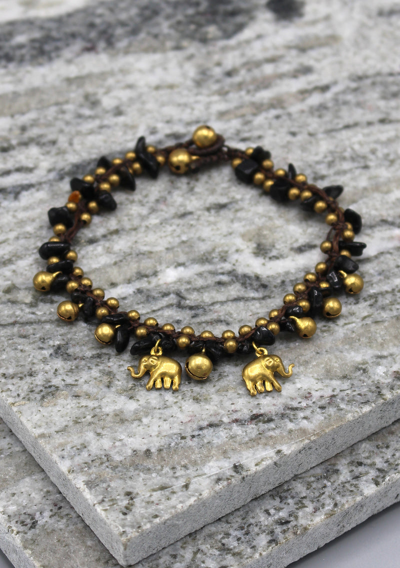 Colorful Stone Chip Women's Brass Bell Anklet - nepacrafts