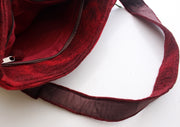 Handmade Beautiful Monk Red Felt Bag Adorned with Orange Flower - nepacrafts