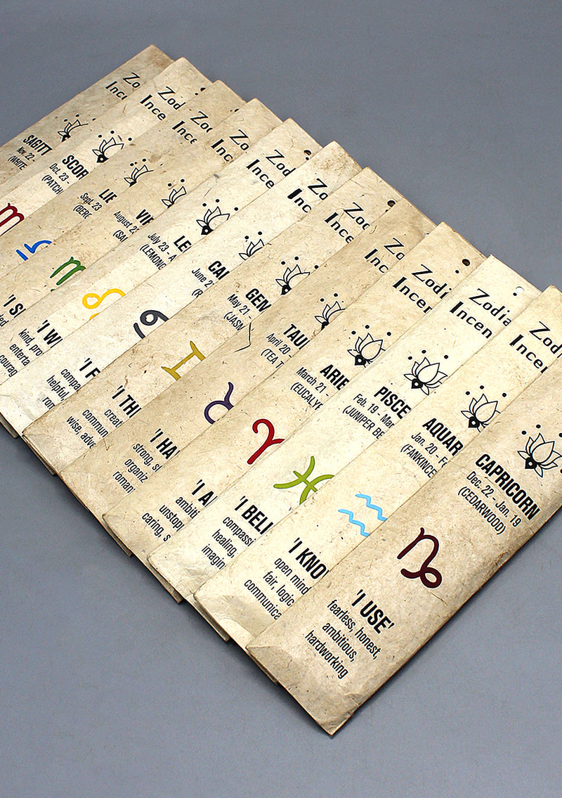 Zodiac Sign  Natural Floral Stick Incense Gift Pack of 12