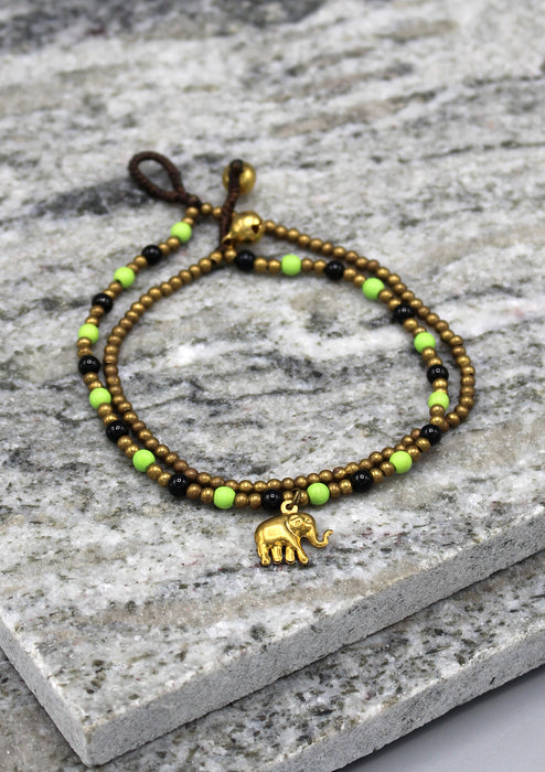 Elephant Charm and Colorful Beads Women's Anklet - nepacrafts