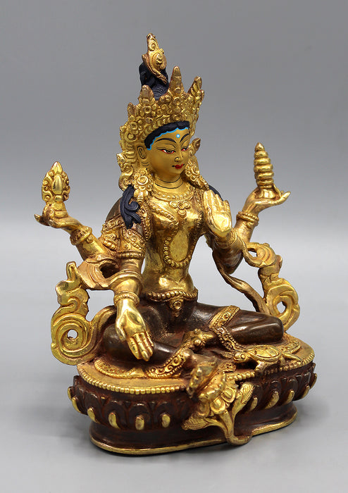 Partly Gold Plated Goddess Laxmi Statue