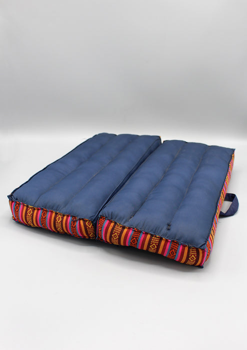 Navy Blue Foldable Large Mediation Cushion Gheri Border - nepacrafts