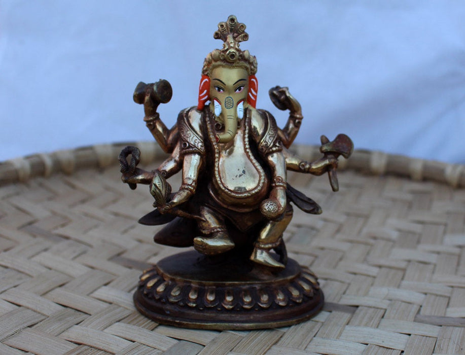 Partly Gold Plated Dancing Ganesha Statue 5.5" High SS-ST130