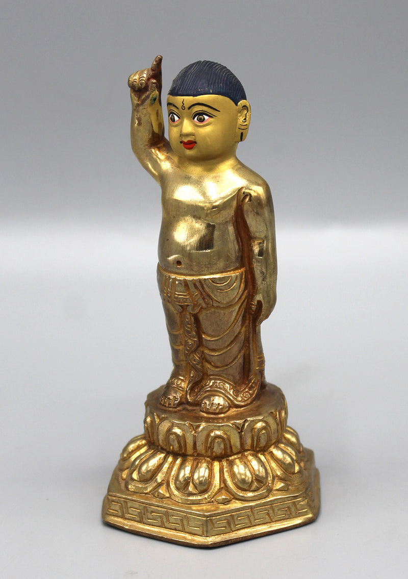 Fully Gold Plated Standing Buddha Statue - nepacrafts
