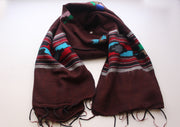 Maroon Yak Wool Shawl with Buttefly Pattern Handloomed in Nepal - nepacrafts