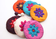 Round Flower Patchwork Colorful Felt Coin Purse - nepacrafts