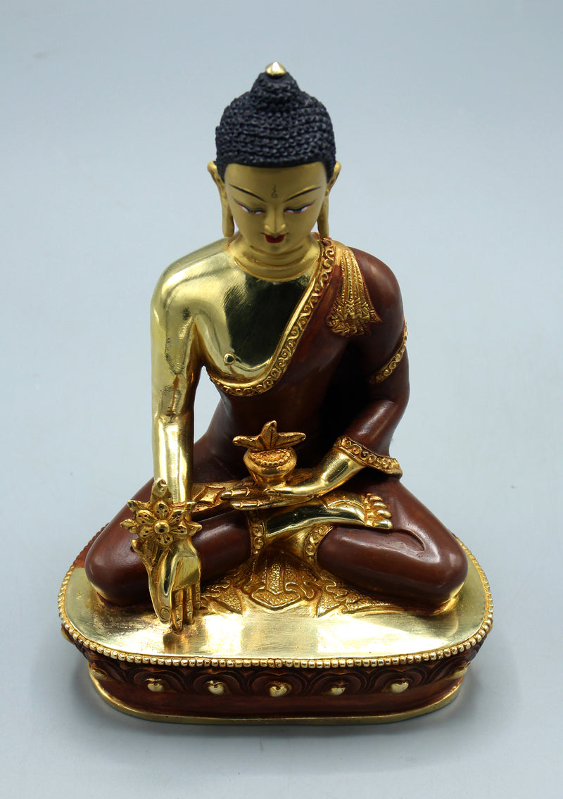 Partly Gold Plated Medicine Buddha Statue 8.5"
