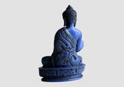 Dragon Carved Blue Color Resin Medicine Buddha Statue 5" - nepacrafts
